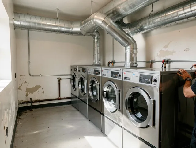 Dublin Dryer Vent Cleaning team performing large-scale commercial dryer vent cleaning in Dublin