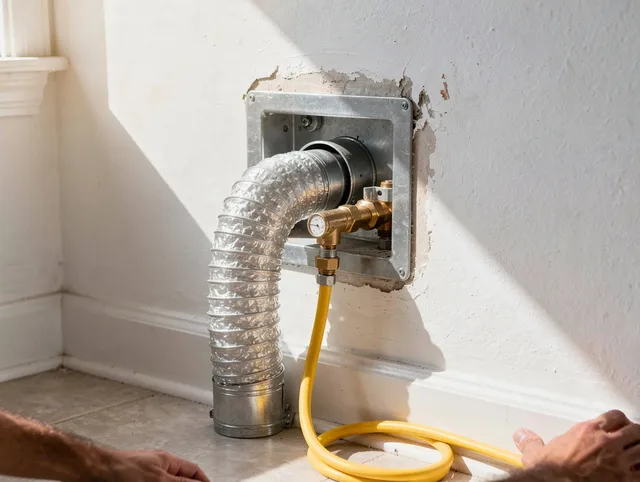 Dublin Dryer Vent Cleaning certified technician performing specialized gas dryer vent cleaning in Dublin